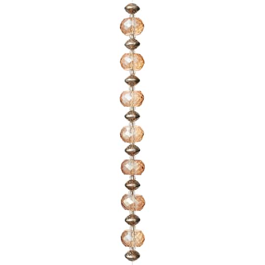 12 Pack: Amber Glass & Metal Rondelle Beads by Bead Landing™